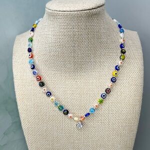 Giani Bernini Sterling Silver Cubic Zirconia Catseye Evil Eye Beaded Necklace